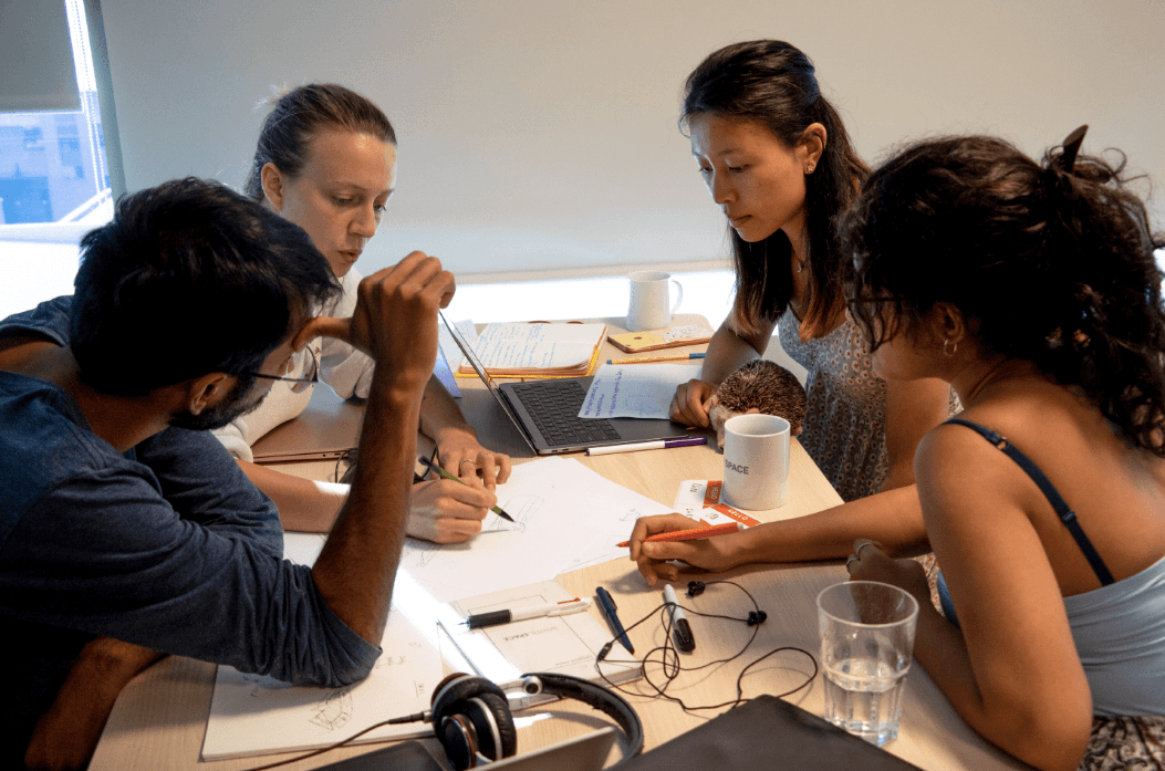 Harbour.Space students working on their startup idea